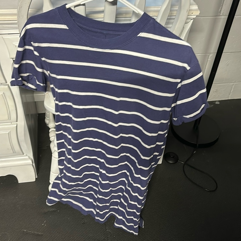 Mid length blue striped dress